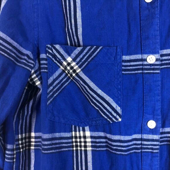 Old Navy M Shirt Blue Window Pane Allover Print Button Front Long Sleeve Casual - Picture 3 of 4
